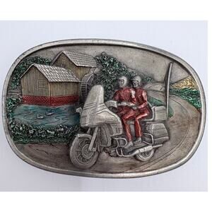 Vintage Bergamot Brass Works Touring Motrcycle Belt Buckle